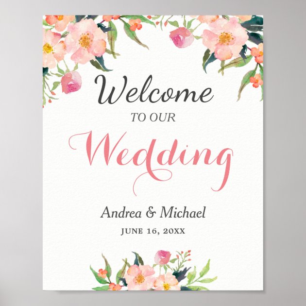 Modern Watercolor Botanical Floral Wedding Sign