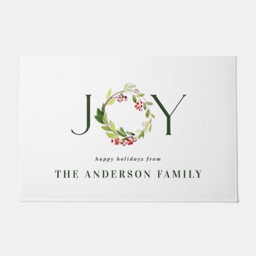 Modern watercolor botanical joy chic elegant doormat