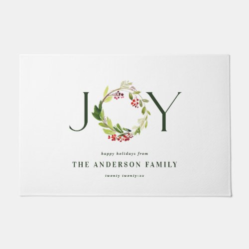 Modern watercolor botanical joy chic elegant doormat