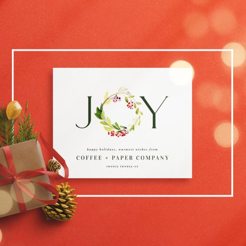 Modern watercolor botanical joy corporate holiday flyer