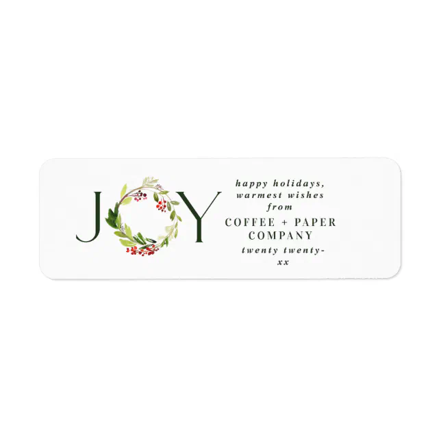 Modern watercolor botanical Joy Label | Zazzle