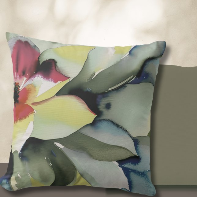 Modern Watercolor Botanical Throw Pillow (Creator Uploaded)