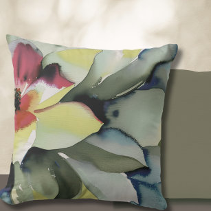 Modern Watercolor Botanical Throw Pillow