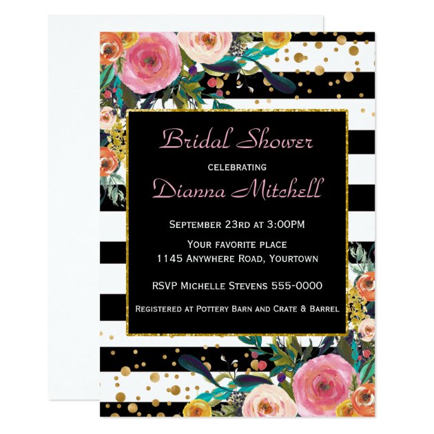 Modern Watercolor Bouquet Bridal Shower Invitation