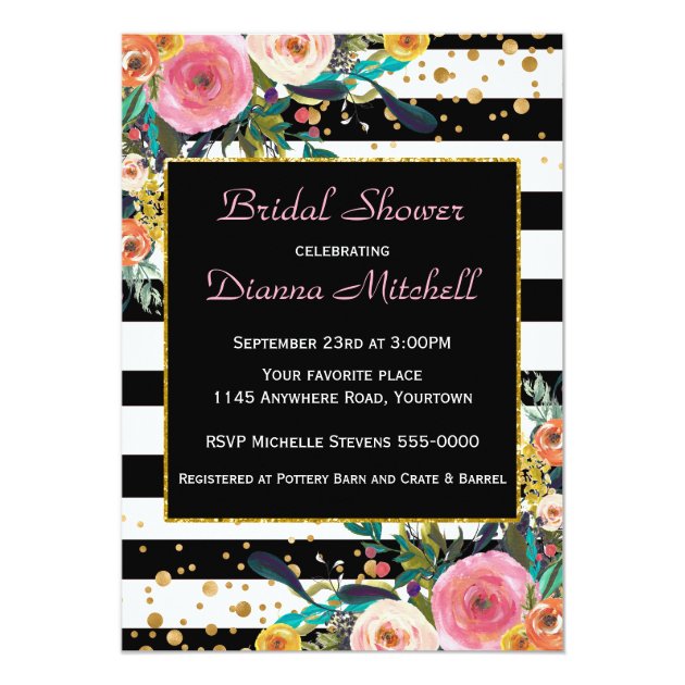 Modern Watercolor Bouquet Bridal Shower Invitation