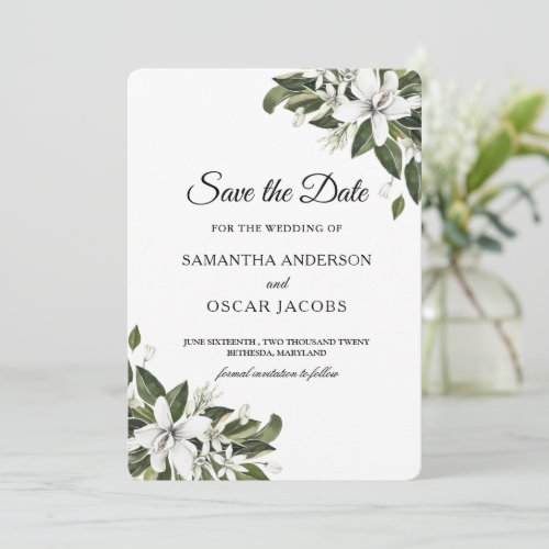  Modern Watercolor Bouquet With Leaf  Flowers Save The Date