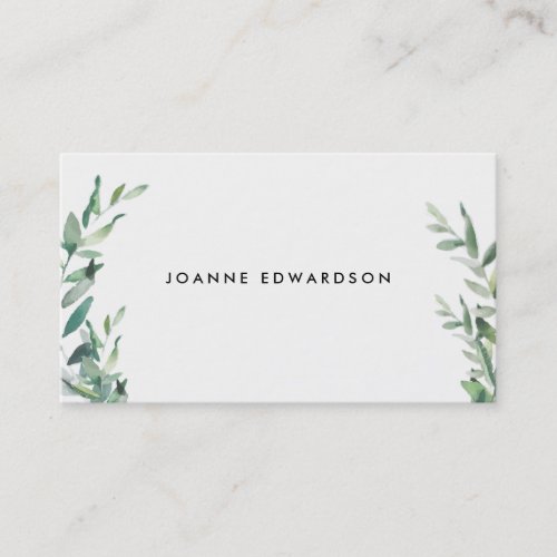 Modern watercolor branch wreath professional business card