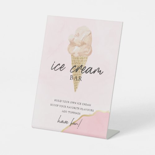 Modern Watercolor Bridal Shower Ice Cream Bar Sign