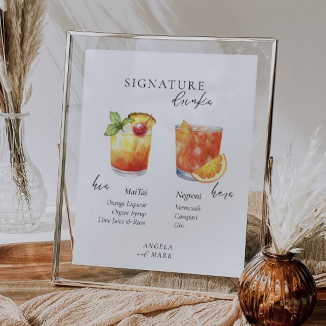 Modern Watercolor | Bride & Groom Signature Drink Poster (Creator Uploaded)
