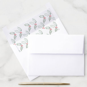 Modern Watercolor Brush Hollie Christmas Pattern Envelope Liner