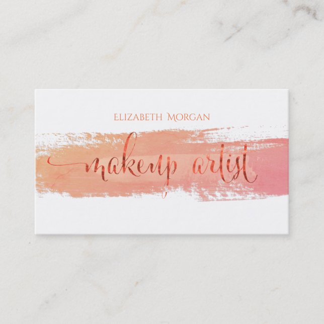 Modern Watercolor Brush Stroke,Makeup Artist Business Card (Front)