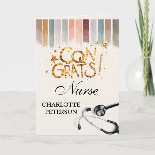 Modern Watercolor Brush Stroke Nurse Graduation  Card