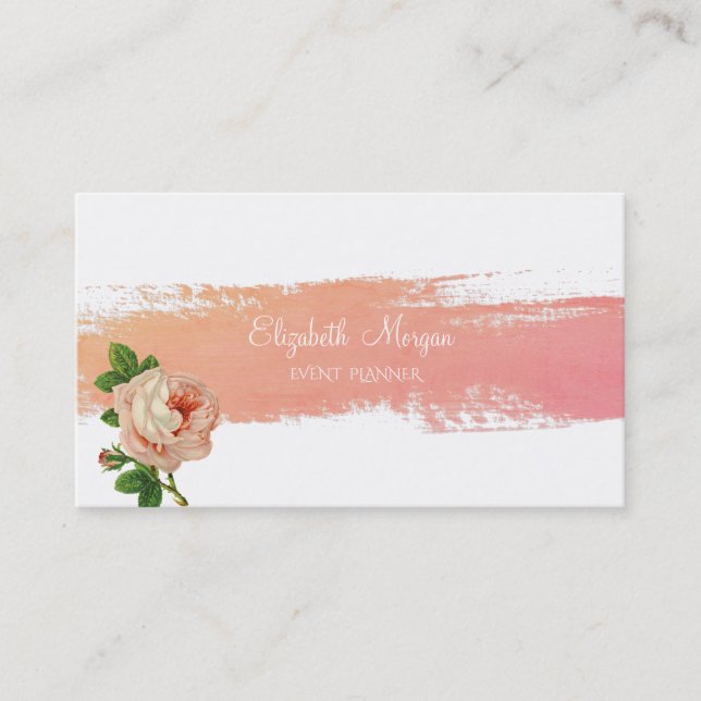 Modern Watercolor Brush Stroke,Rose Business Card (Front)