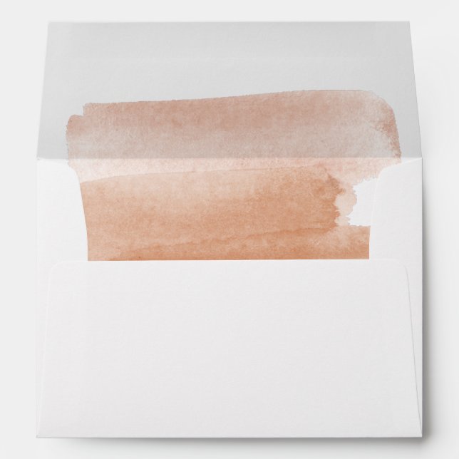 Modern Watercolor Brushstroke Minimalist Wedding Envelope (Back (Bottom))