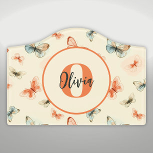 Modern Watercolor Butterflies Door Sign