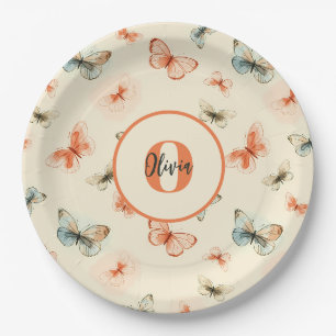 Modern Watercolor Butterflies Paper Plates