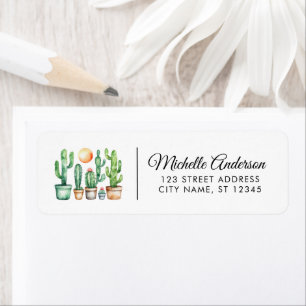 Modern Watercolor Cactus Cacti Desert Succulent Label