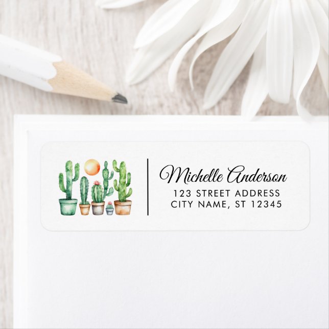 Modern Watercolor Cactus Cacti Desert Succulent    Label (Insitu)
