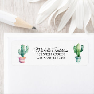 Modern Watercolor Cactus Cacti Desert Succulent Label