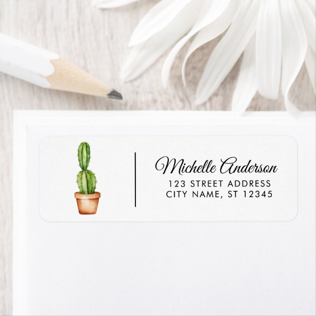 Modern Watercolor Cactus Cacti Desert Succulent  Label (Insitu)