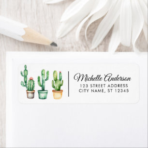 Modern Watercolor Cactus Cacti Desert Succulent  Label