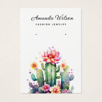 Modern watercolor Cactus earring display card