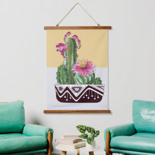 Modern Watercolor Cactus Garden Art Hanging Tapestry