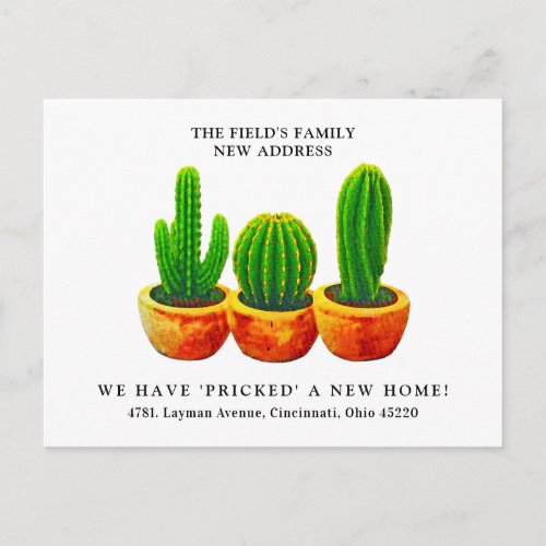 Modern Watercolor Cactus New Home Weve Moved Postcard