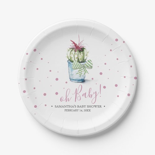 Modern Watercolor Cactus Paper Plates