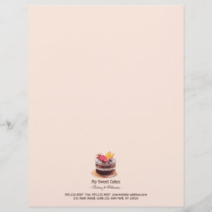 Modern watercolor cake patisserie cupcake dessert letterhead