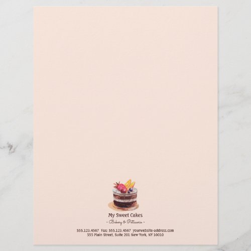 Modern watercolor cake patisserie cupcake dessert letterhead