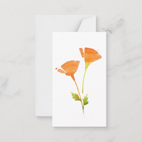 Modern Watercolor California Poppies Note Card
