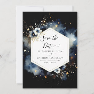 Modern Watercolor Celestial Wedding Save The Date