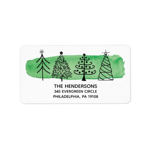 Modern Watercolor Christmas Address Labels