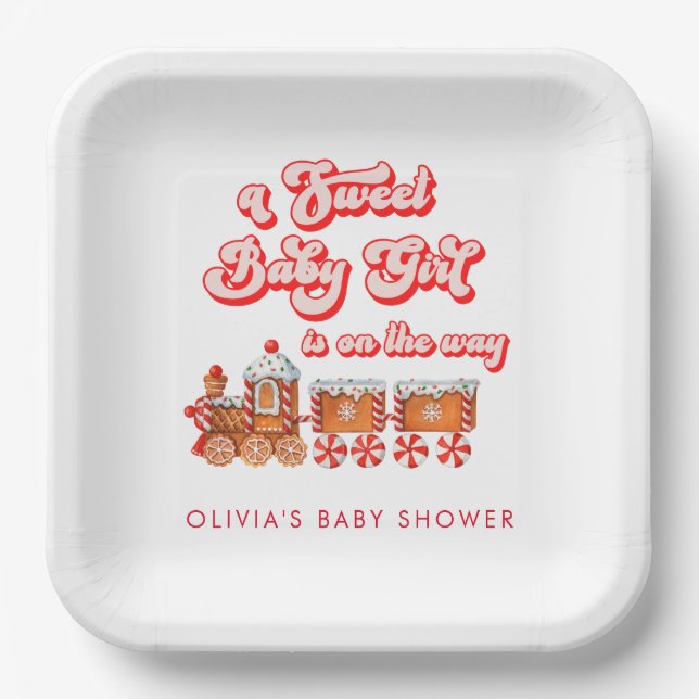 Modern Watercolor Christmas Baby Shower  Paper Plates (Front)