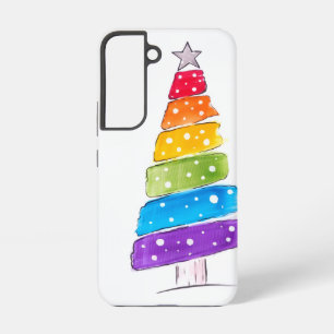 Modern Watercolor Christmas colorful Pine Tree Samsung Galaxy S22 Case