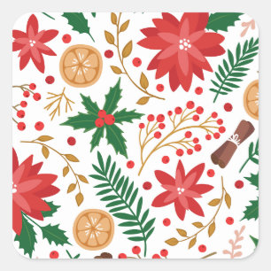 Modern Watercolor Christmas Green Pine Tree Square Sticker