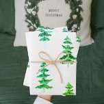Modern Watercolor Christmas Green Pine Tree Wrappi Wrapping Paper Sheets<br><div class="desc">Modern Watercolor Christmas Green Pine Tree</div>