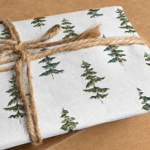 Modern Watercolor Christmas Green Pine Tree Wrappi Wrapping Paper Sheets