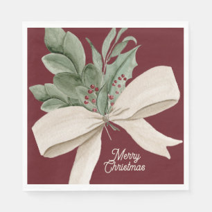 Modern Watercolor Christmas Greenery Napkins