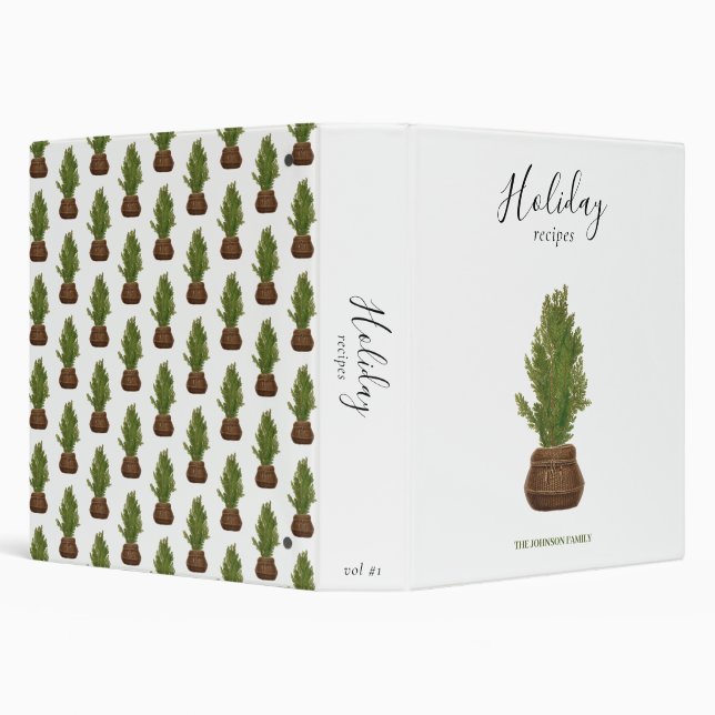 Modern Watercolor Christmas Holiday Recipes 3 Ring Binder (Background)