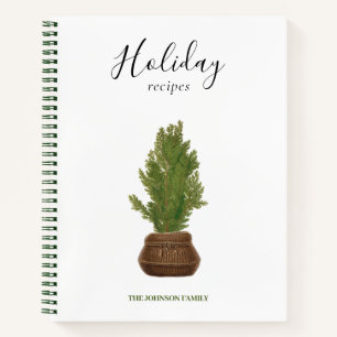 Modern Watercolor Christmas Holiday Recipes Notebook