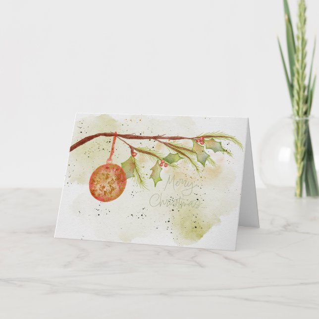 Modern Watercolor Christmas Holidays Card (Front)