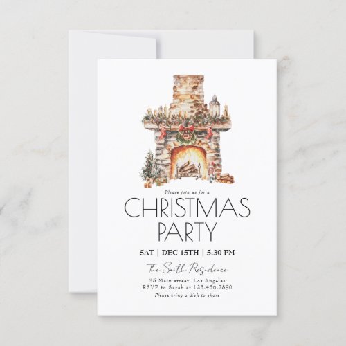Modern Watercolor Christmas Party Invitation