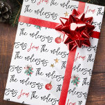 Modern Watercolor Christmas Pattern Custom Family Wrapping Paper<br><div class="desc">This simple and modern design is composed of playful script typography.</div>
