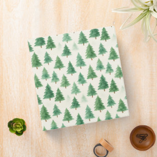 Modern Watercolor Christmas Pine Trees Seamless  3 Ring Binder