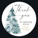 Modern Watercolor Christmas tree baby shower Classic Round Sticker<br><div class="desc">For more advanced customization of this design,  simply select the "Customize It" button above!</div>