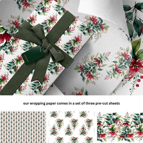 Modern Watercolor Christmas Tree Christmas Holiday Wrapping Paper Sheets