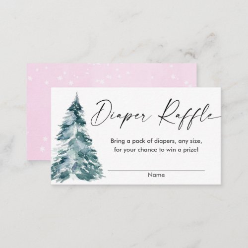 Modern watercolor christmas tree diaper raffle enclosure card