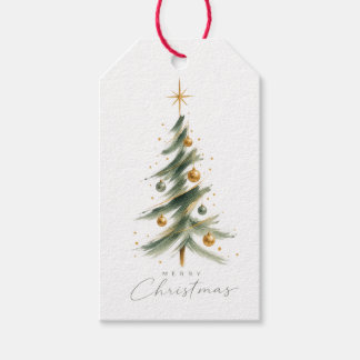 Modern Watercolor Christmas Tree Gift Tag
